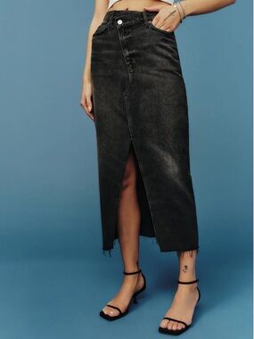 Reformation Nila denim black skirt long